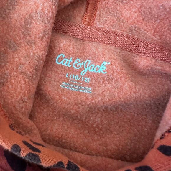 Cat & Jack Orange Leopard Print Hoodie - Size L (10/12) - Picture 4 of 4